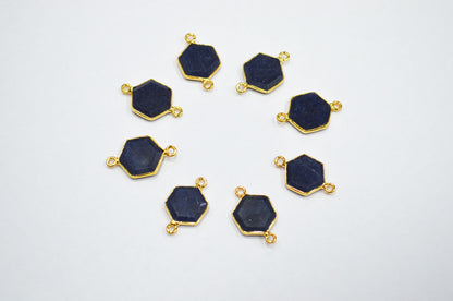 Blue Aventurine Faceted Hexagon Shape Connector , Sold By Piece , 13 - 15 mm , RB-7491