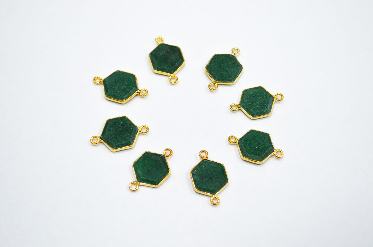 Green Aventurine Faceted Hexagon Shape Connector , Sold By Piece , 13 - 16 mm , RB-7493