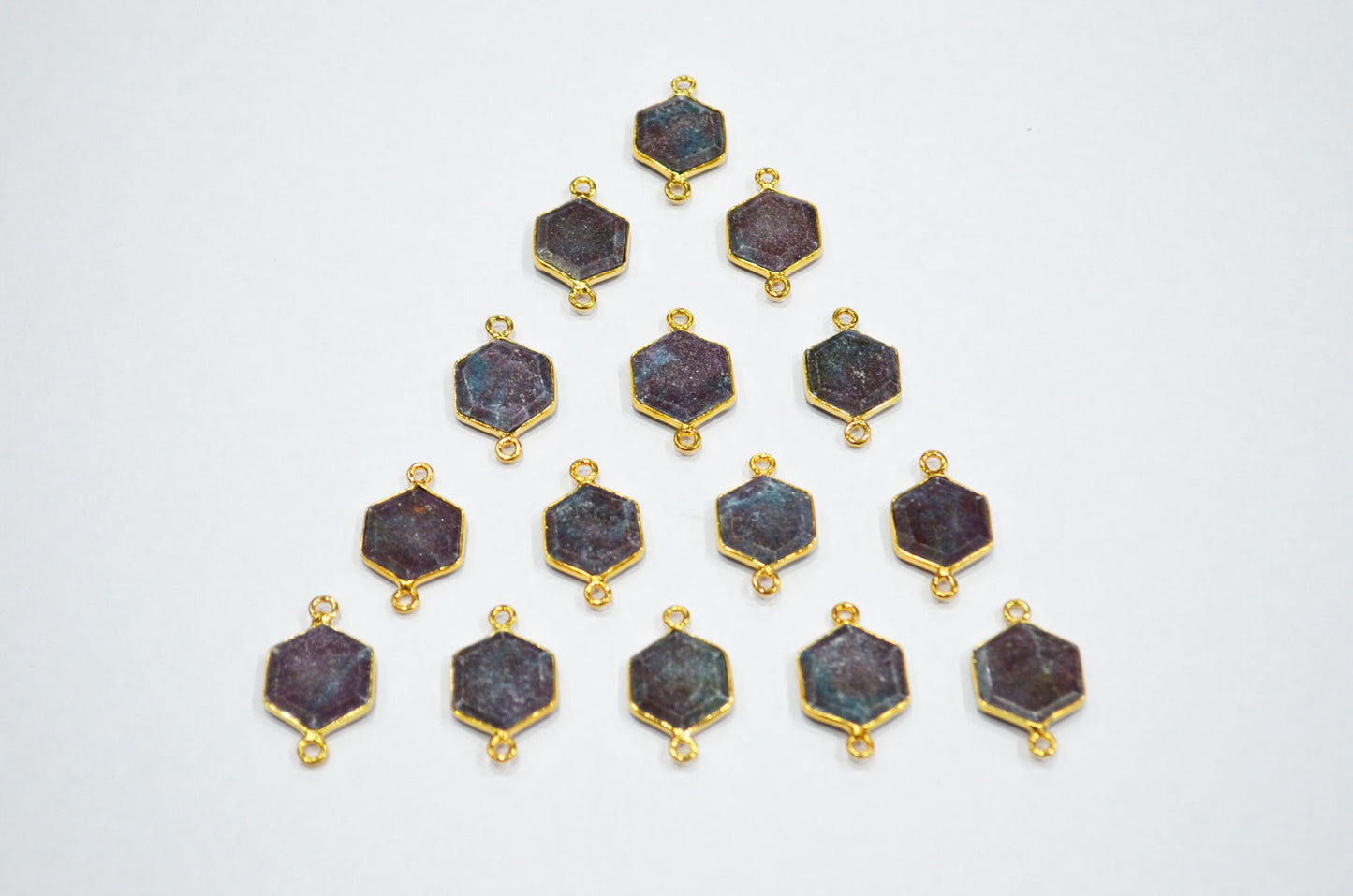 Ruby Kyanite Faceted Hexagon Shape Connector , Sold By Piece , 13 - 15 mm , RB-7495