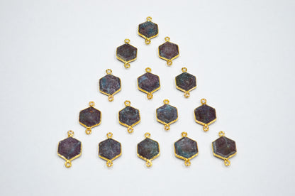 Ruby Kyanite Faceted Hexagon Shape Connector , Sold By Piece , 13 - 15 mm , RB-7495