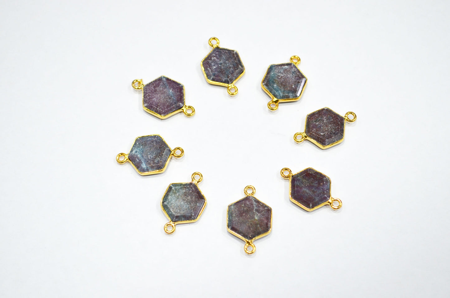 Ruby Kyanite Faceted Hexagon Shape Connector , Sold By Piece , 13 - 15 mm , RB-7495