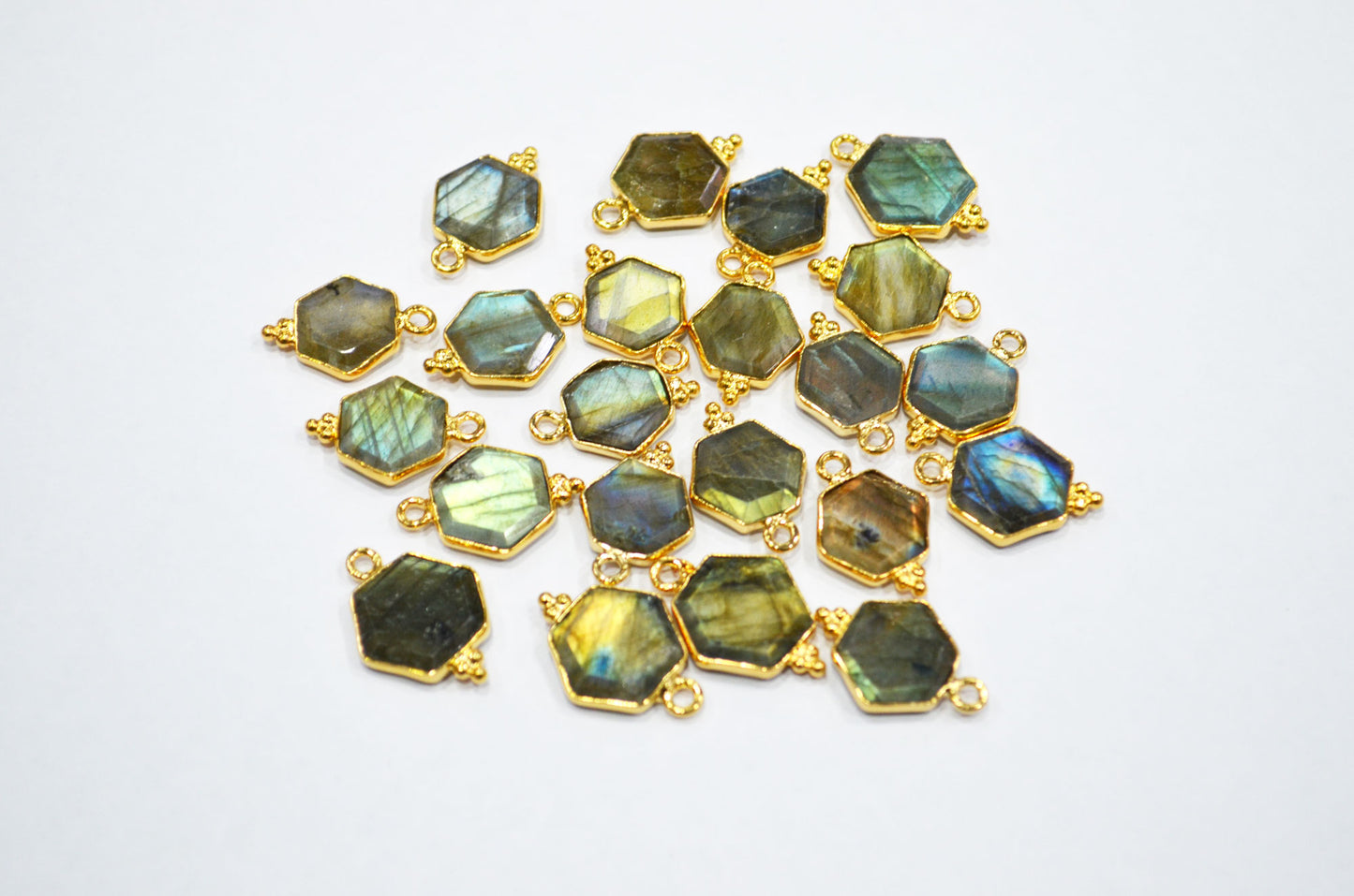 Labradorite Faceted Hexagon Shape Connector , Sold By Piece , 12 - 14 mm , RB-7498