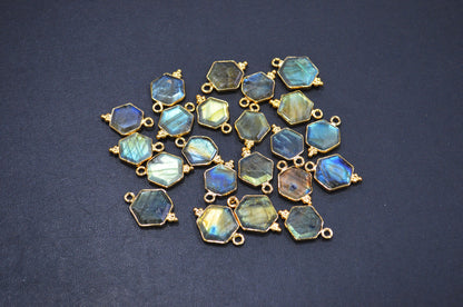 Labradorite Faceted Hexagon Shape Connector , Sold By Piece , 12 - 14 mm , RB-7498