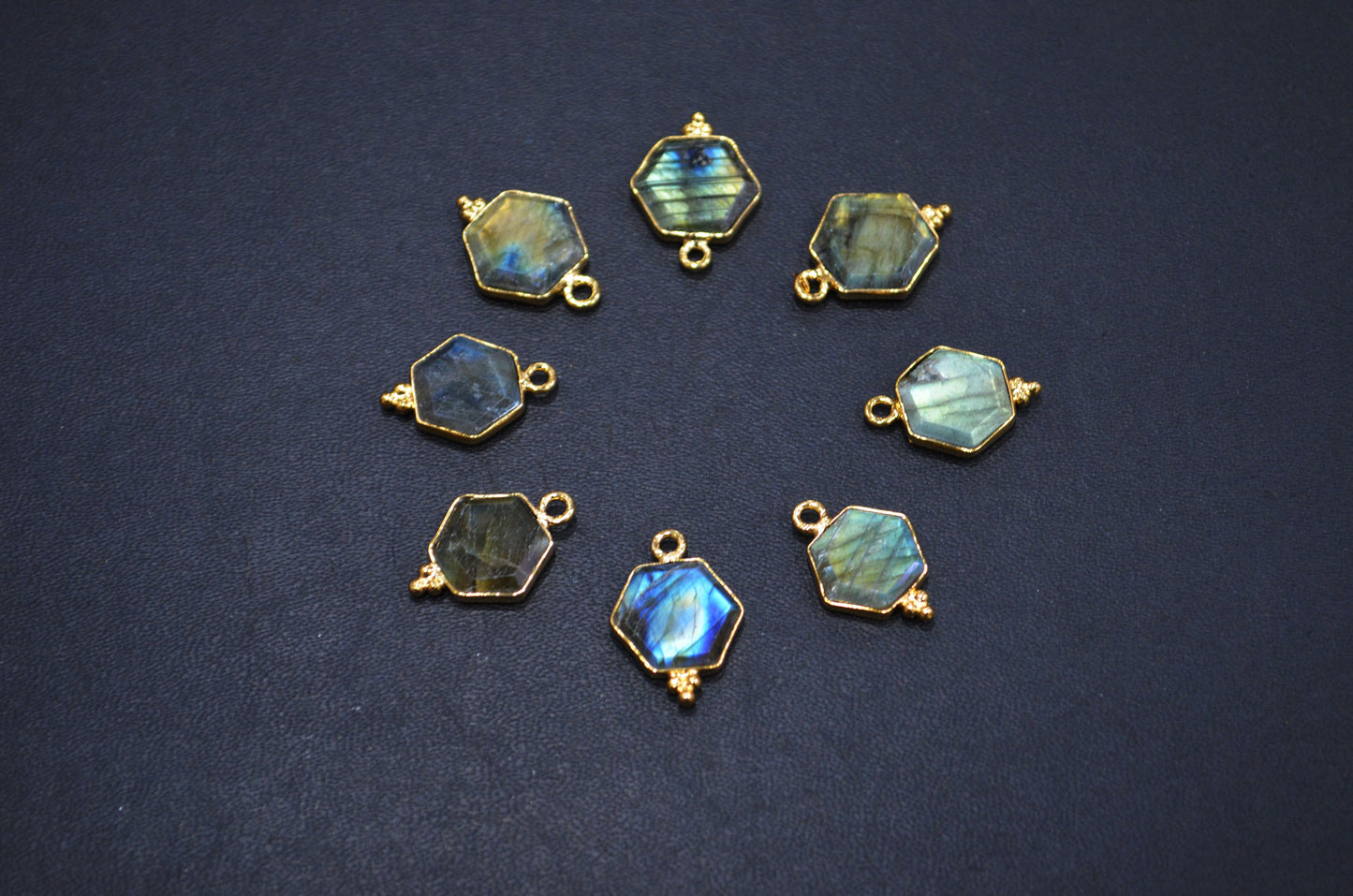 Labradorite Faceted Hexagon Shape Connector , Sold By Piece , 12 - 14 mm , RB-7498