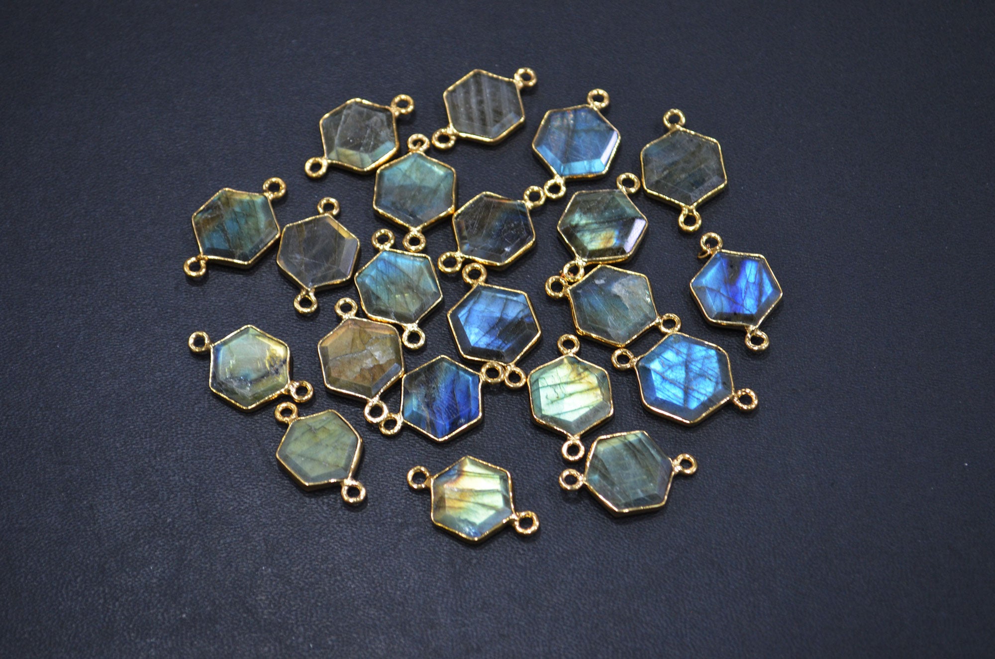 Labradorite Faceted Hexagon Shape Connector , Sold By Piece , 13 - 15 mm , RB-7499