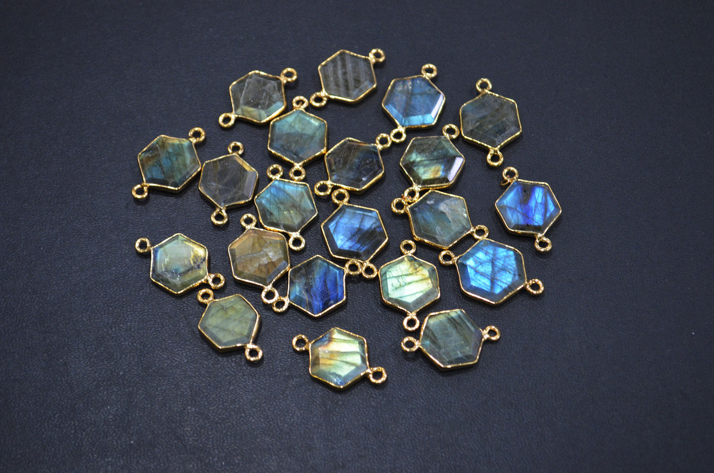 Labradorite Faceted Hexagon Shape Connector , Sold By Piece , 13 - 15 mm , RB-7499