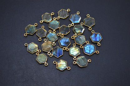 Labradorite Faceted Hexagon Shape Connector , Sold By Piece , 13 - 15 mm , RB-7499