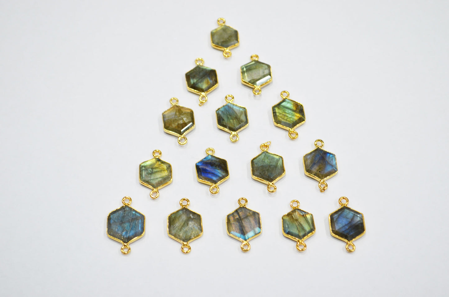 Labradorite Faceted Hexagon Shape Connector , Sold By Piece , 13 - 15 mm , RB-7499