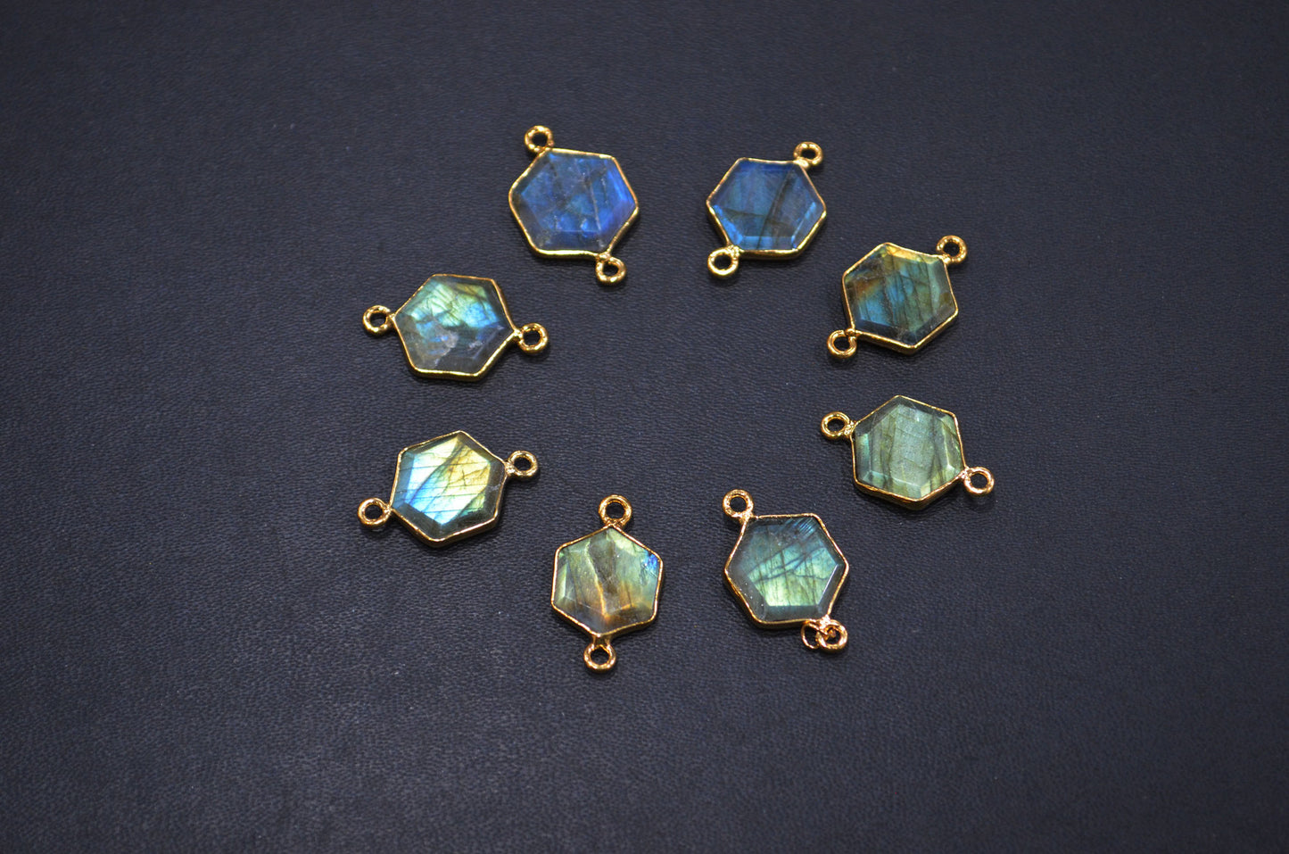 Labradorite Faceted Hexagon Shape Connector , Sold By Piece , 13 - 15 mm , RB-7499