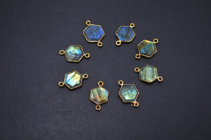 Labradorite Faceted Hexagon Shape Connector , Sold By Piece , 13 - 15 mm , RB-7499