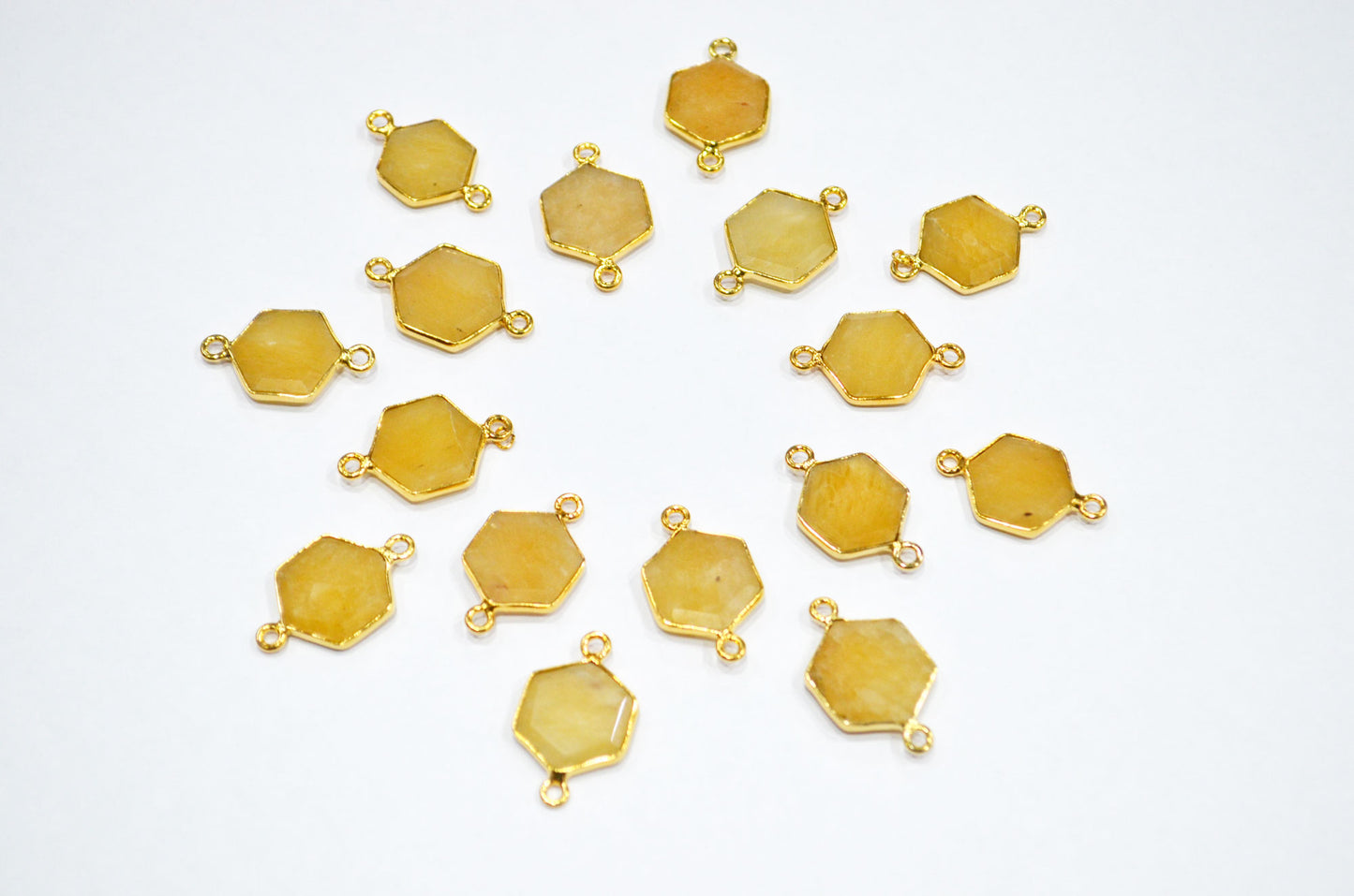 Yellow Aventurine Faceted Hexagon Shape Connector , Sold By Piece , 13 - 15 mm , RB-7502