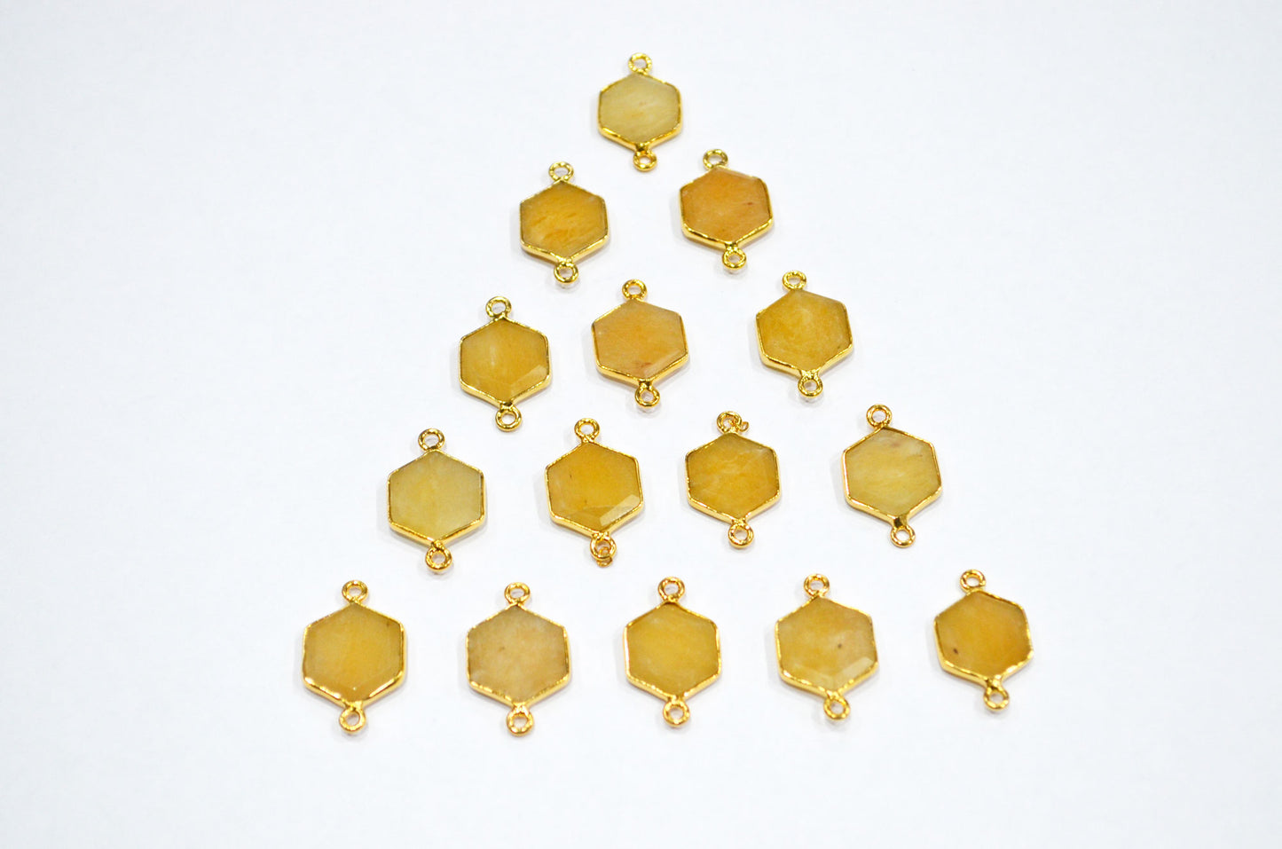 Yellow Aventurine Faceted Hexagon Shape Connector , Sold By Piece , 13 - 15 mm , RB-7502