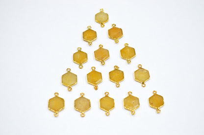 Yellow Aventurine Faceted Hexagon Shape Connector , Sold By Piece , 13 - 15 mm , RB-7502