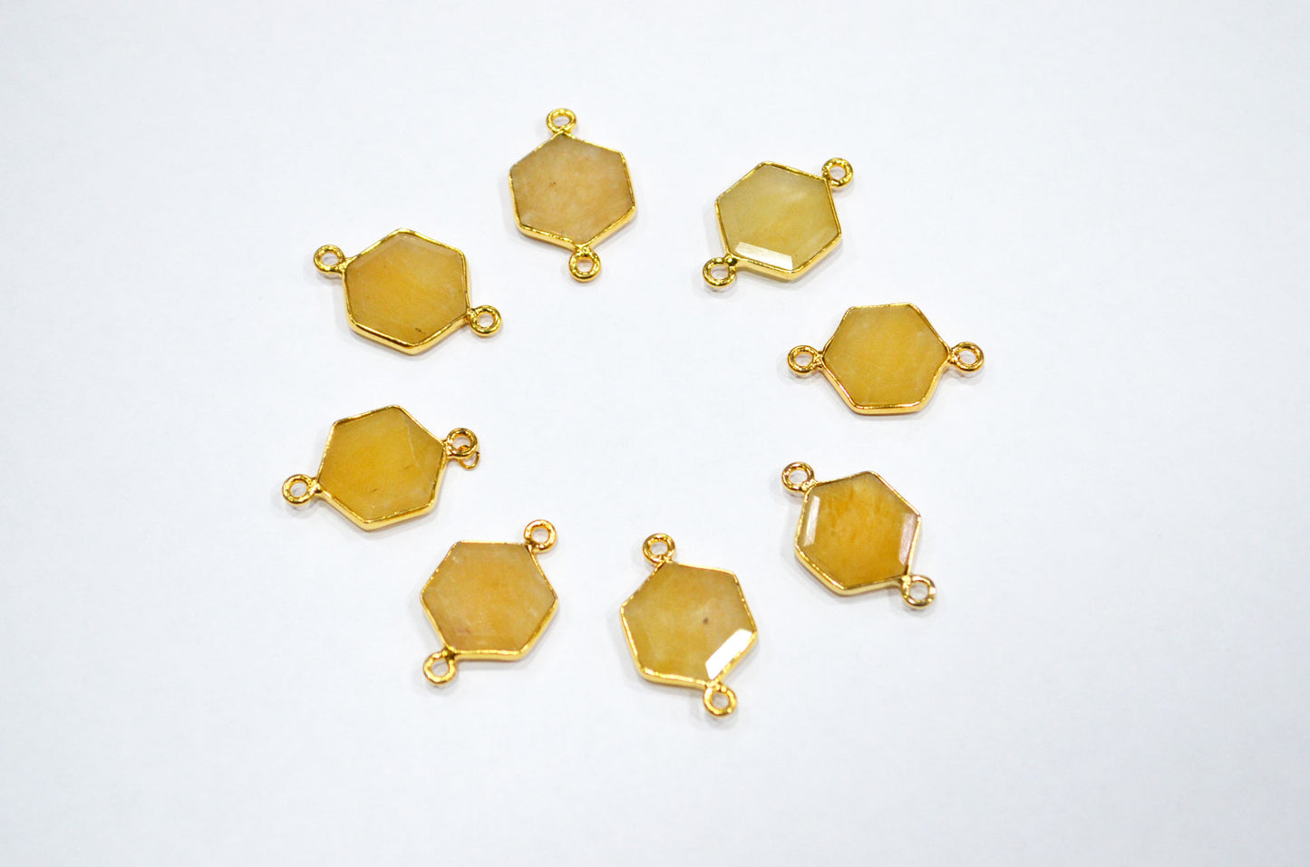 Yellow Aventurine Faceted Hexagon Shape Connector , Sold By Piece , 13 - 15 mm , RB-7502