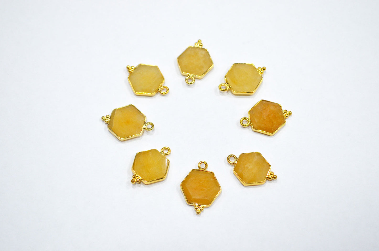 Yellow Aventurine Faceted Hexagon Shape Connector , Sold By Piece , 13 - 15 mm , RB-7501