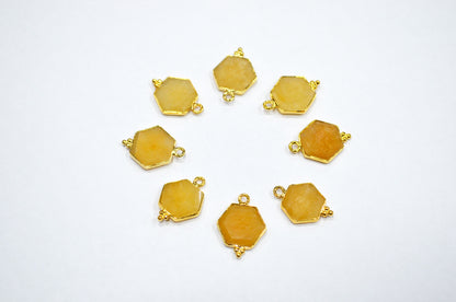 Yellow Aventurine Faceted Hexagon Shape Connector , Sold By Piece , 13 - 15 mm , RB-7501