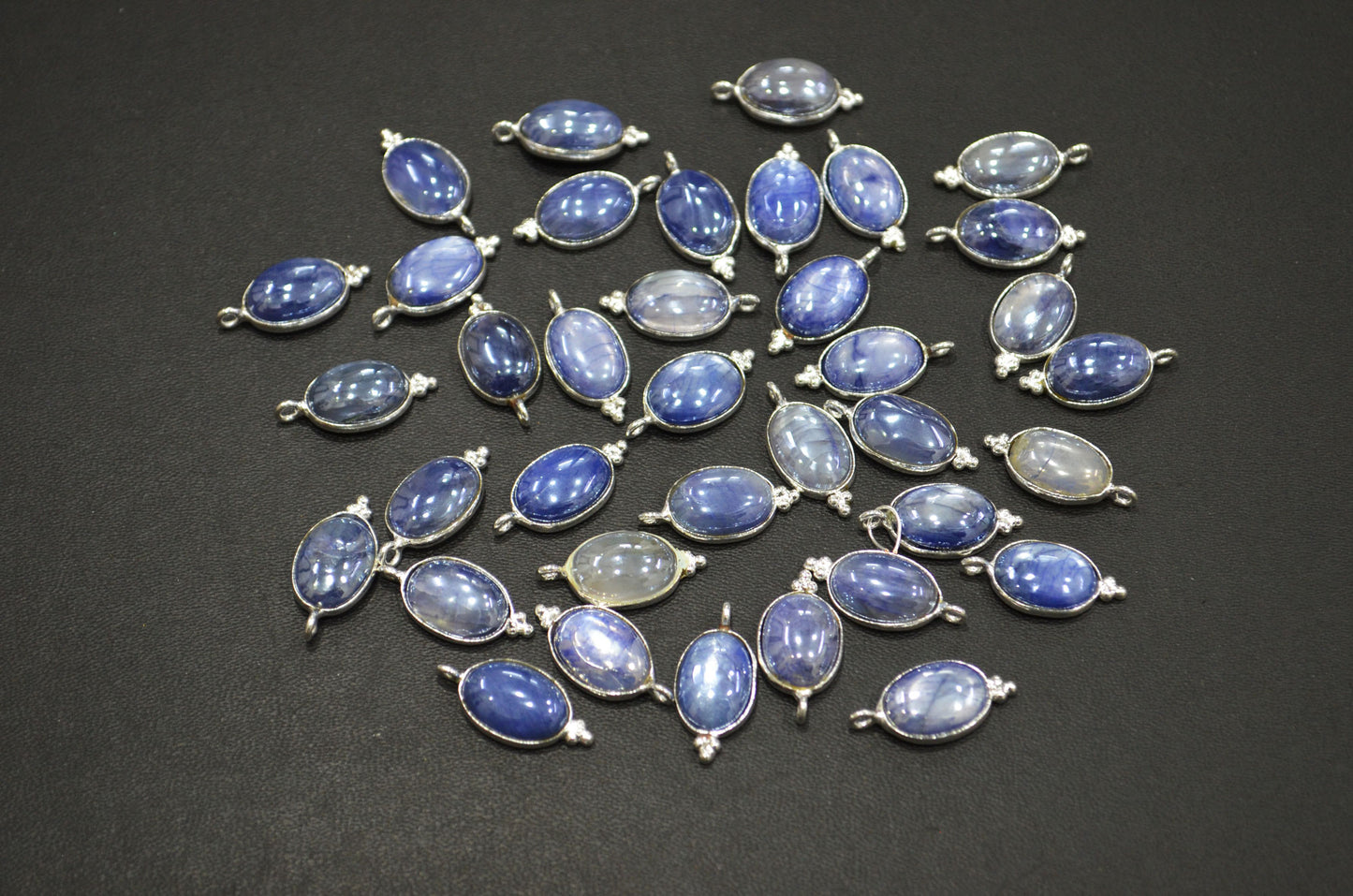 Mystic Blue Moonstone Smooth Oval Shape Single Bail Connector , Sold By Piece , 10x13 mm , RB-7506