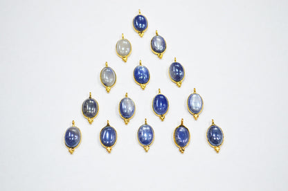 Mystic Blue Moonstone Smooth Oval Shape Single Bail Connector , Sold By Piece , 10x13 mm , RB-7506