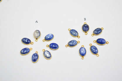 Mystic Blue Moonstone Smooth Oval Shape Single And Double Bail Connector , Sold By Piece , 10x13 mm , RB-7507