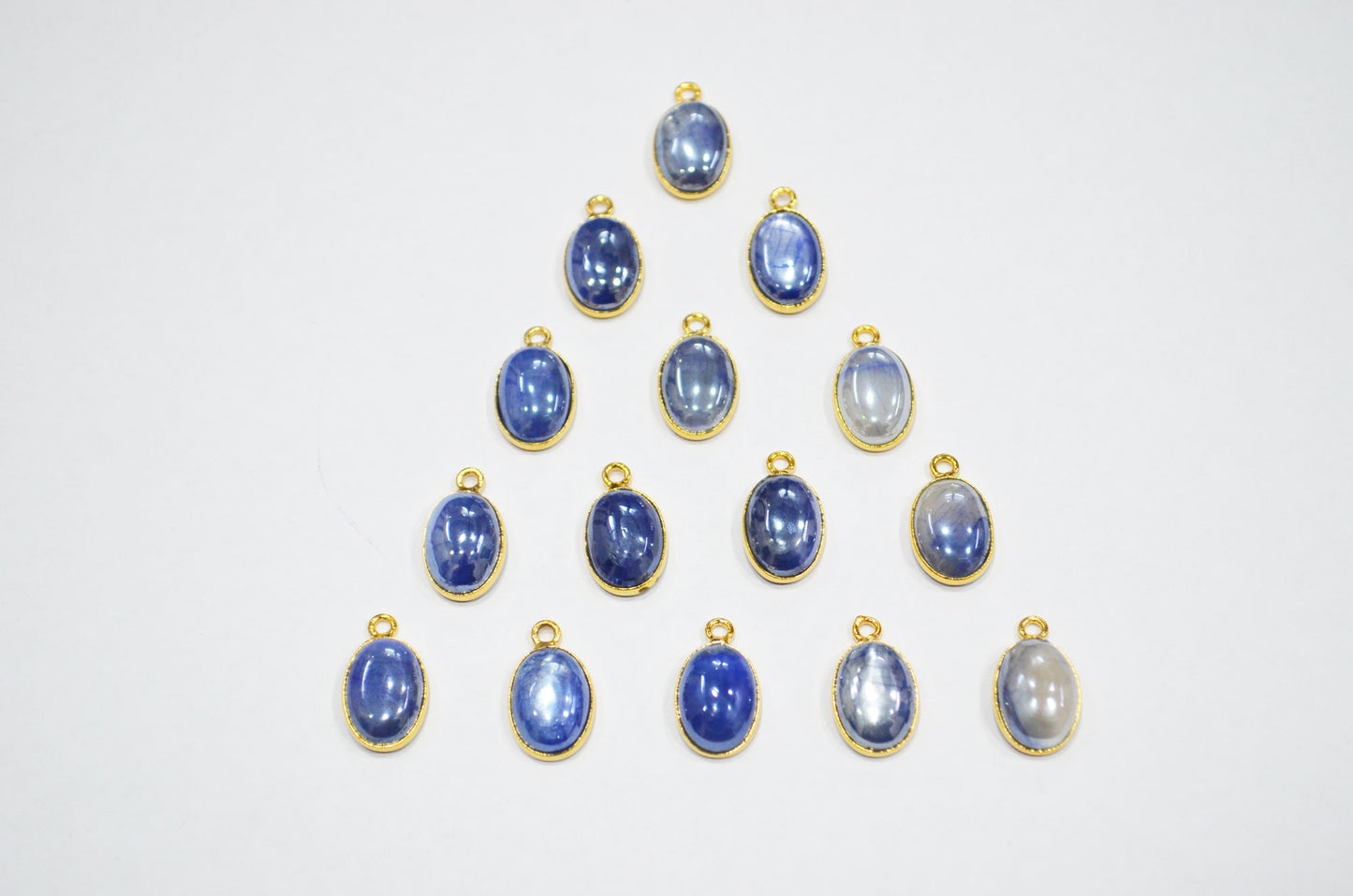 Mystic Blue Moonstone Smooth Oval Shape Single And Double Bail Connector , Sold By Piece , 10x13 mm , RB-7507
