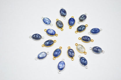 Mystic Blue Moonstone Smooth Oval Shape Single And Double Bail Connector , Sold By Piece , 10x13 mm , RB-7507