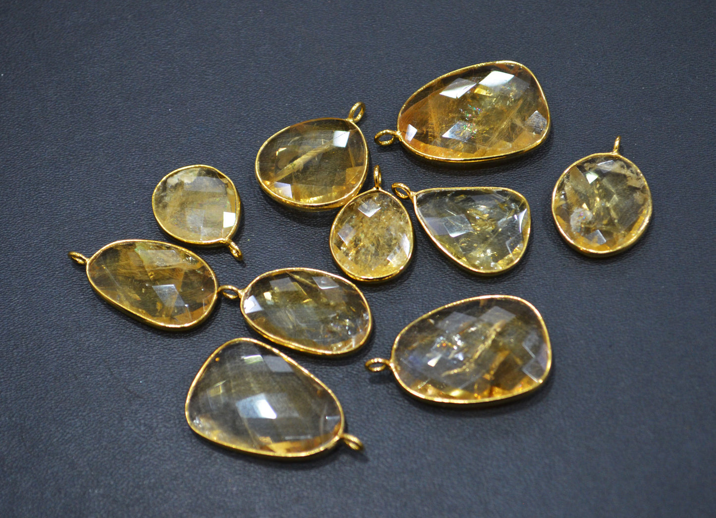 Citrine Faceted Slice Shape Connector , Sold By Piece , 17 - 27 mm , RB-7510