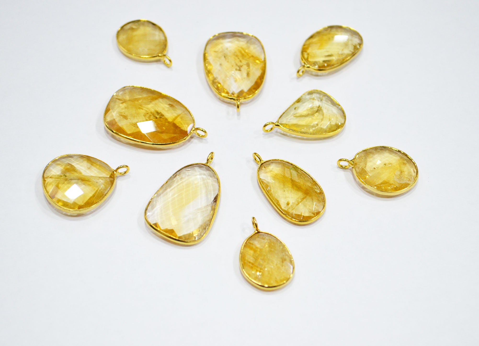 Citrine Faceted Slice Shape Connector , Sold By Piece , 17 - 27 mm , RB-7510