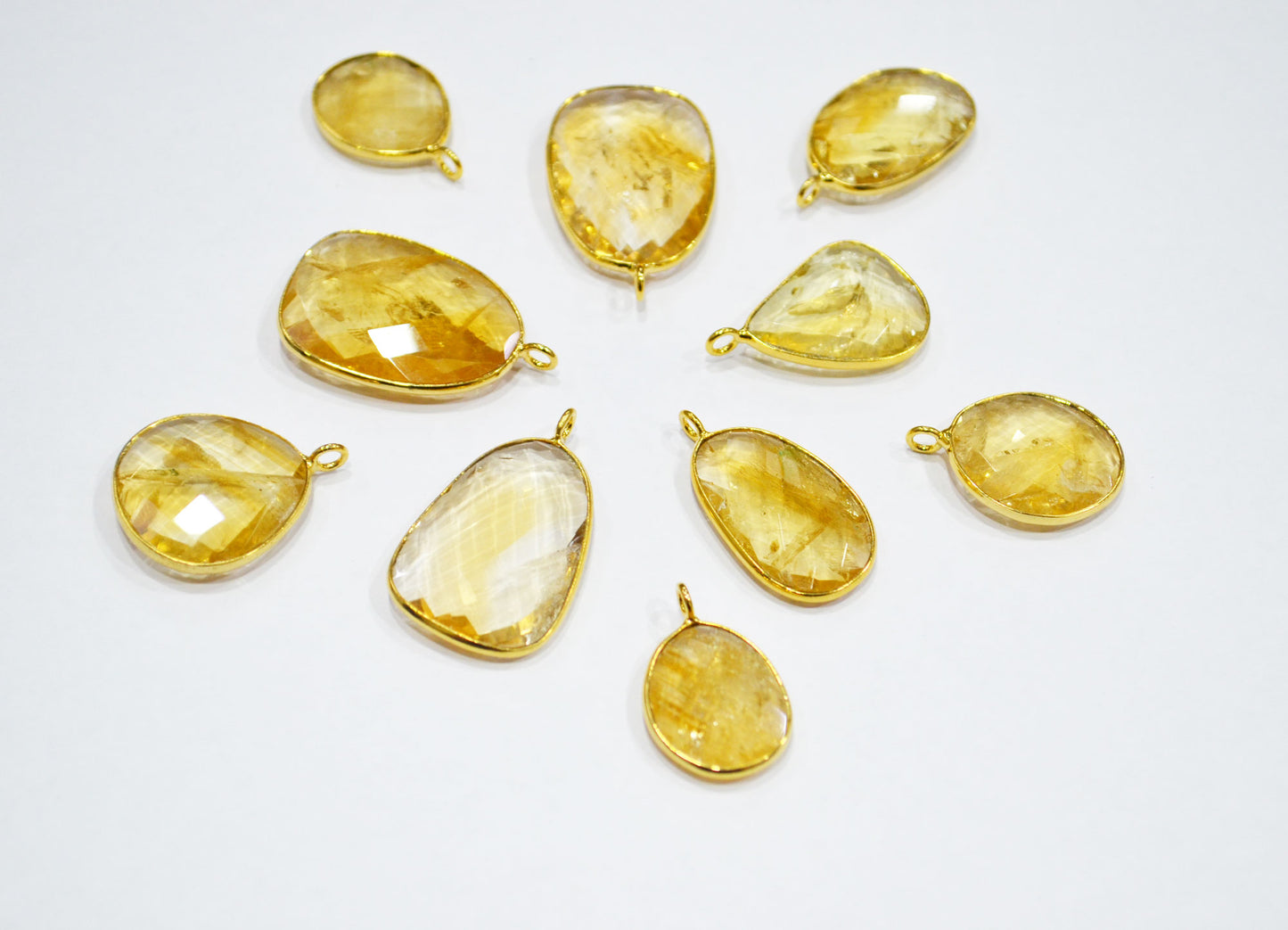 Citrine Faceted Slice Shape Connector , Sold By Piece , 17 - 27 mm , RB-7510