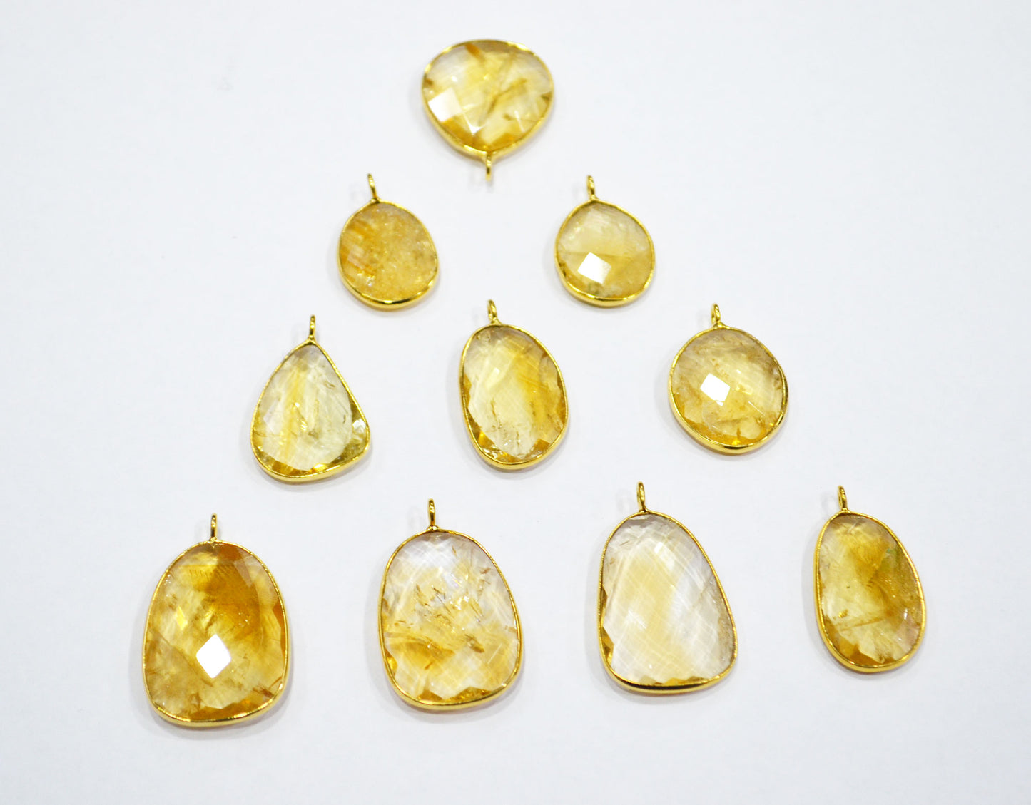 Citrine Faceted Slice Shape Connector , Sold By Piece , 17 - 27 mm , RB-7510