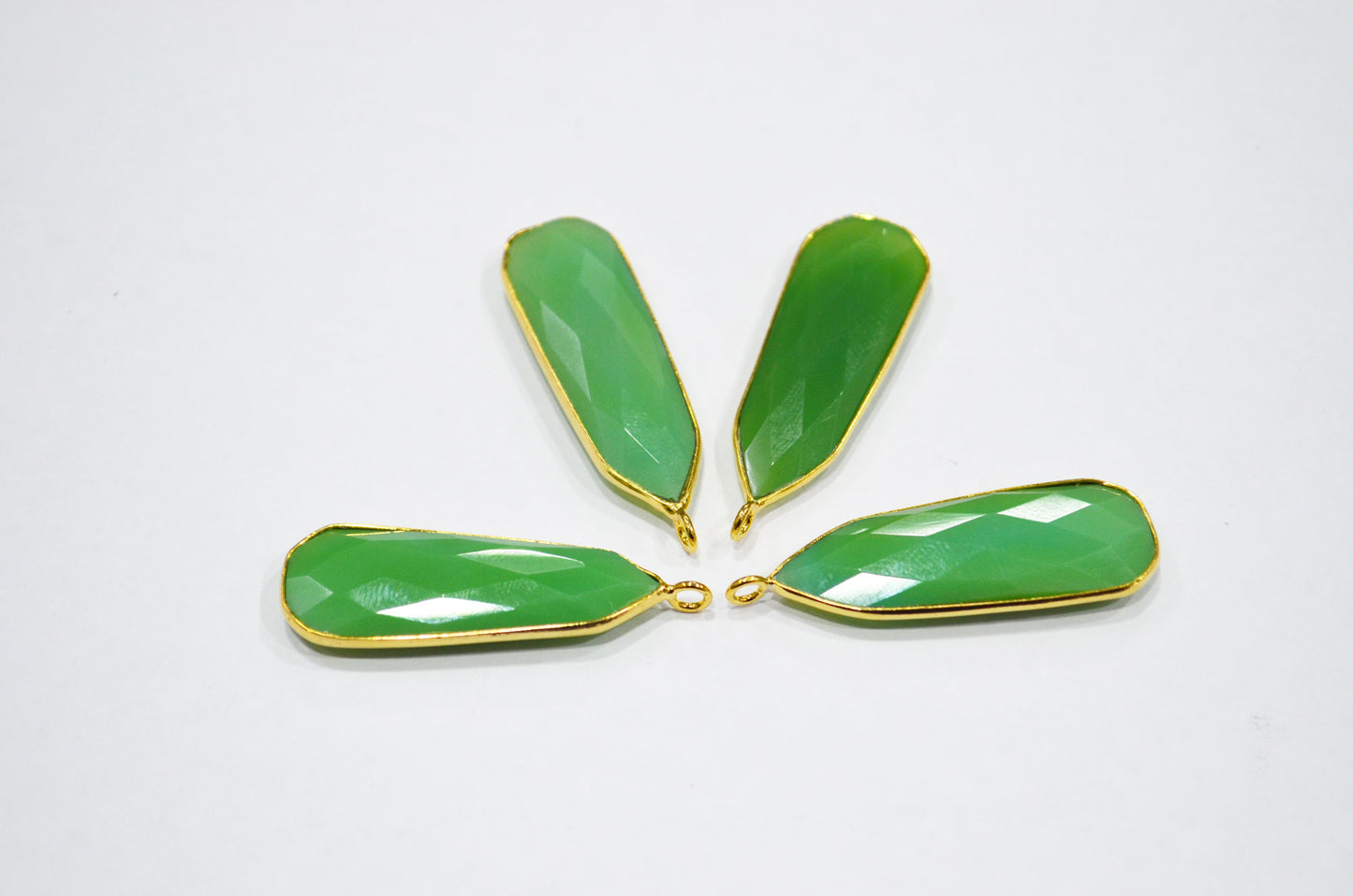 Chrysoprase Chalcedony Faceted Fancy Shape Single Bail Connector , Sold By Piece , 13x35 mm , RB-7514