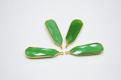 Chrysoprase Chalcedony Faceted Fancy Shape Single Bail Connector , Sold By Piece , 13x35 mm , RB-7514