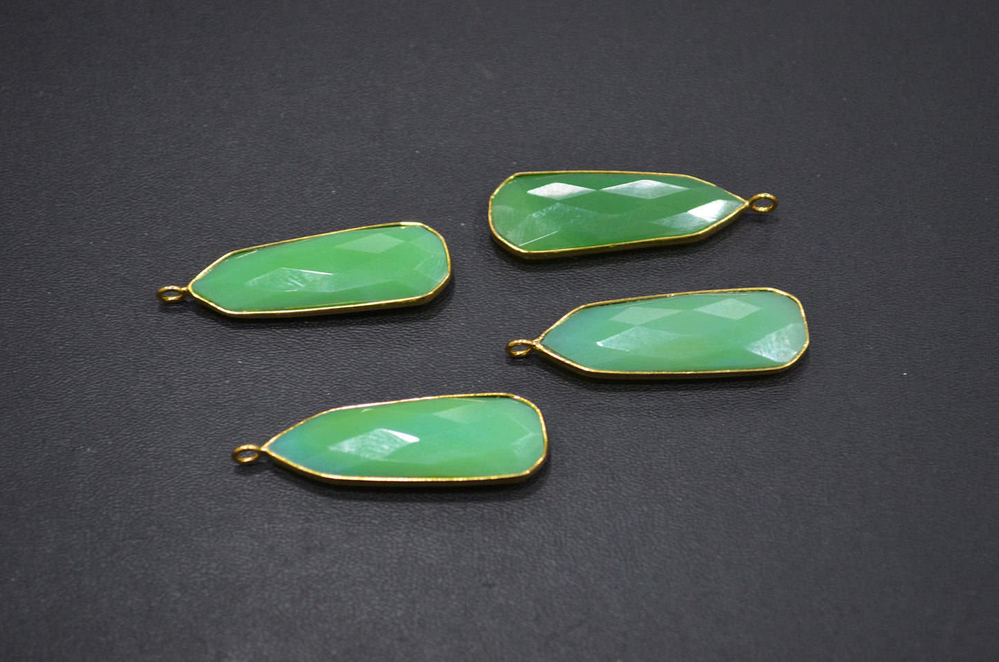 Chrysoprase Chalcedony Faceted Fancy Shape Single Bail Connector , Sold By Piece , 13x35 mm , RB-7514