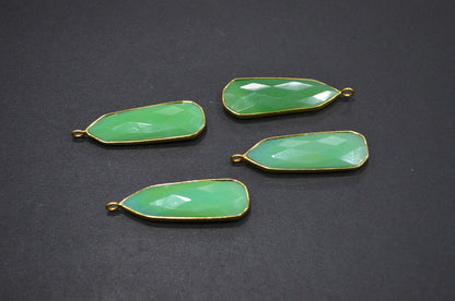 Chrysoprase Chalcedony Faceted Fancy Shape Single Bail Connector , Sold By Piece , 13x35 mm , RB-7514