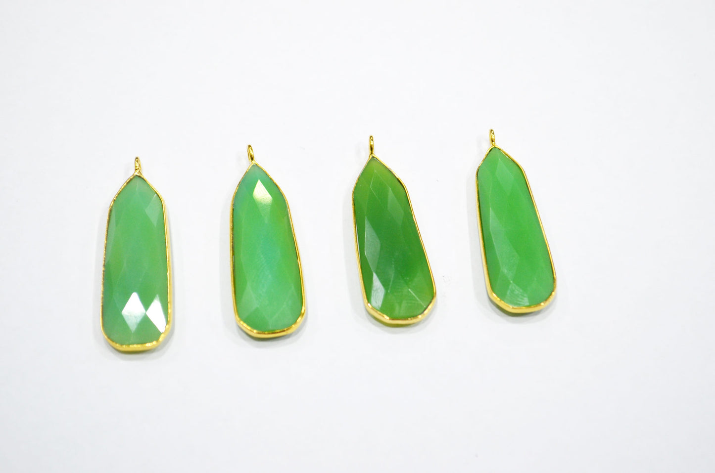 Chrysoprase Chalcedony Faceted Fancy Shape Single Bail Connector , Sold By Piece , 13x35 mm , RB-7514