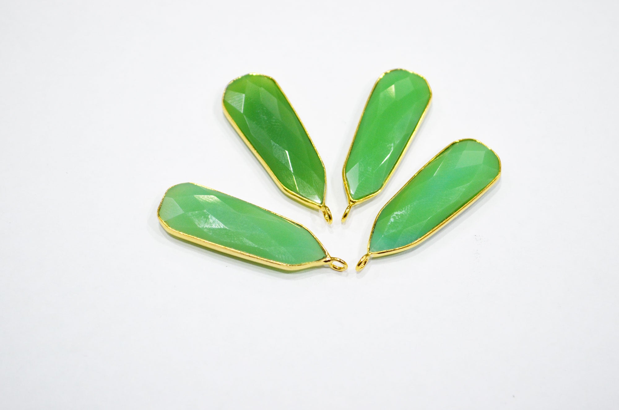 Chrysoprase Chalcedony Faceted Fancy Shape Single Bail Connector , Sold By Piece , 13x35 mm , RB-7514