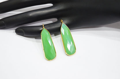 Chrysoprase Chalcedony Faceted Fancy Shape Single Bail Connector , Sold By Piece , 13x35 mm , RB-7514