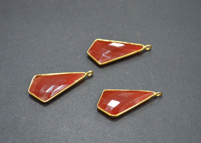 Carnelian Faceted Tie Shape Single Bail Connector , Sold By Piece , 16x30 mm , RB-7516