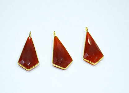 Carnelian Faceted Tie Shape Single Bail Connector , Sold By Piece , 16x30 mm , RB-7516