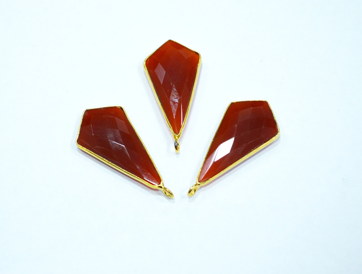 Carnelian Faceted Tie Shape Single Bail Connector , Sold By Piece , 16x30 mm , RB-7516