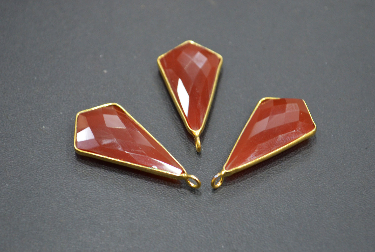 Carnelian Faceted Tie Shape Single Bail Connector , Sold By Piece , 16x30 mm , RB-7516