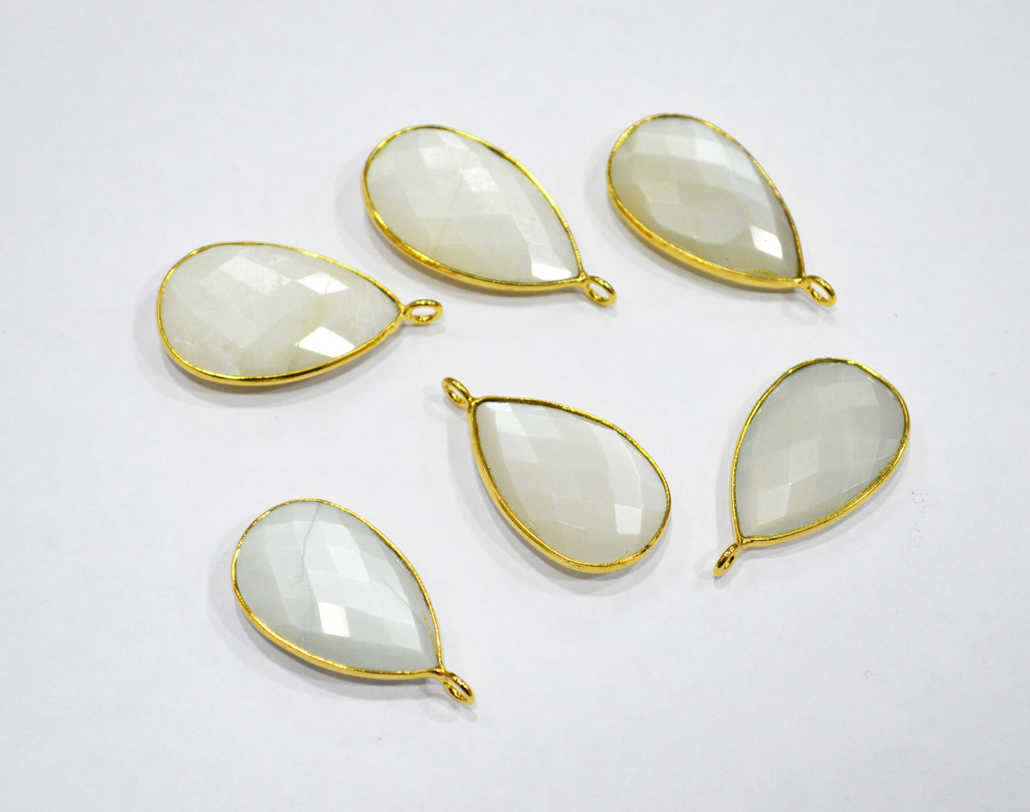 Ceylon Moonstone Faceted Pear Shape Connector , Sold By Piece , 16x25 mm , RB-7517