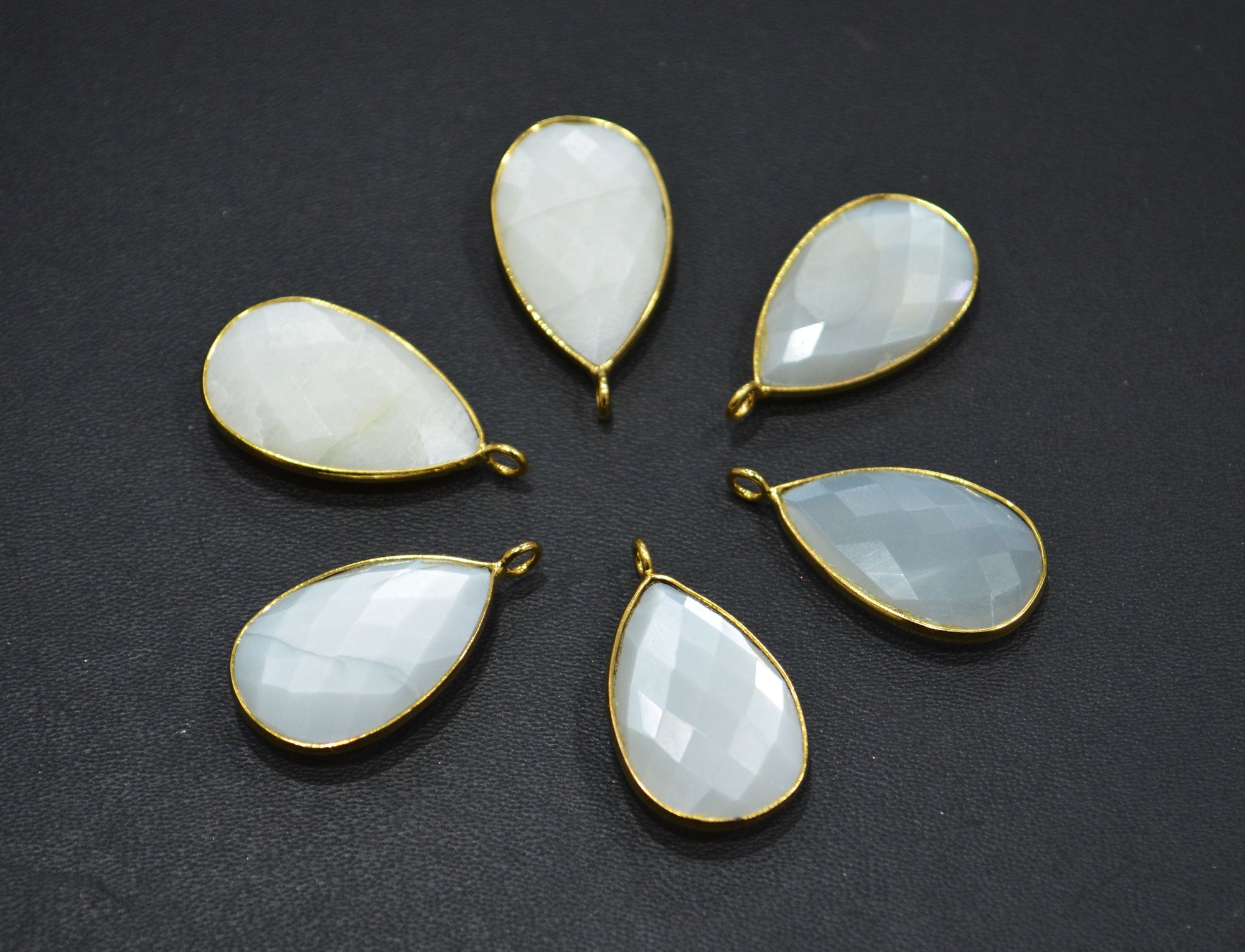 Ceylon Moonstone Faceted Pear Shape Connector , Sold By Piece , 16x25 mm , RB-7517