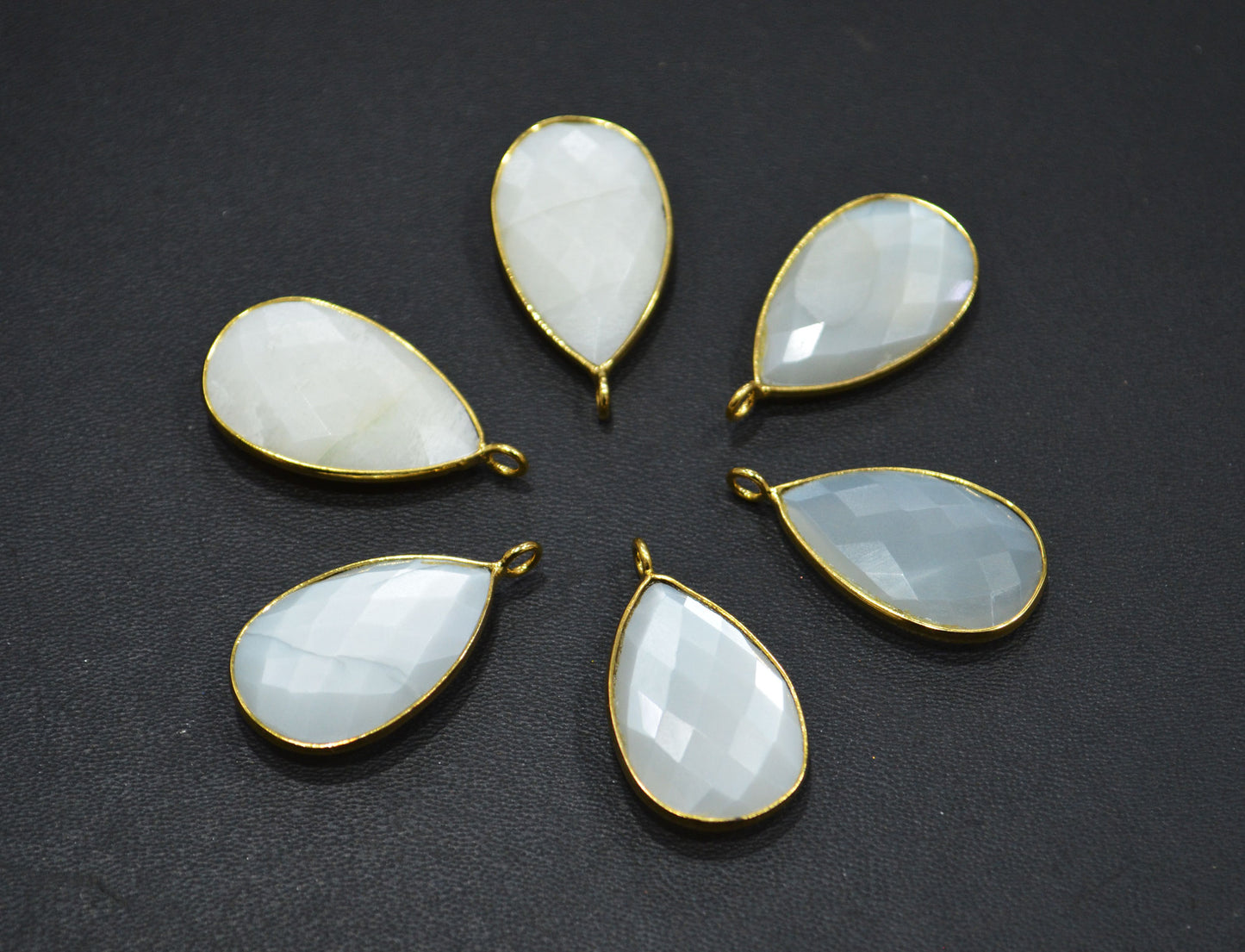 Ceylon Moonstone Faceted Pear Shape Connector , Sold By Piece , 16x25 mm , RB-7517
