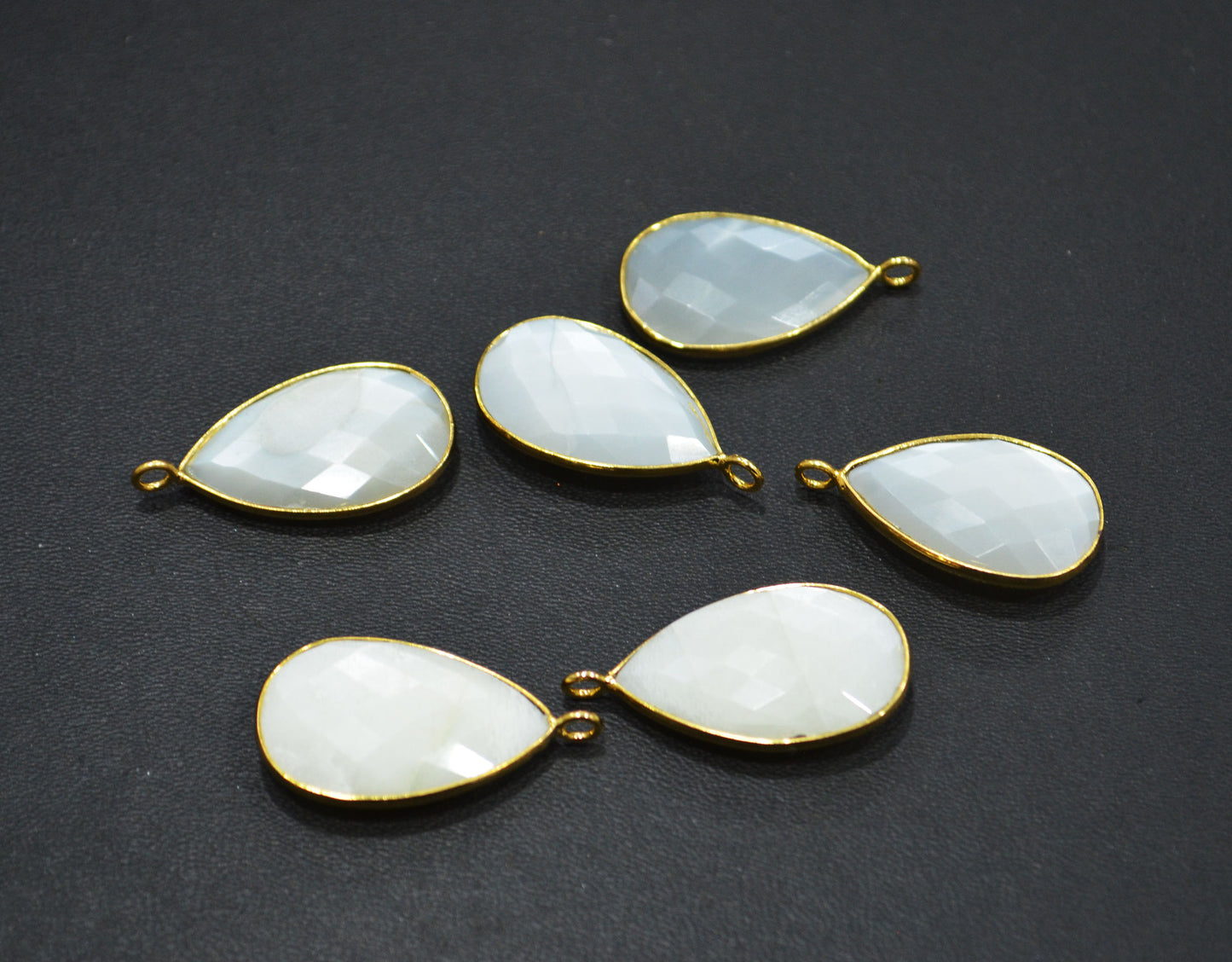 Ceylon Moonstone Faceted Pear Shape Connector , Sold By Piece , 16x25 mm , RB-7517