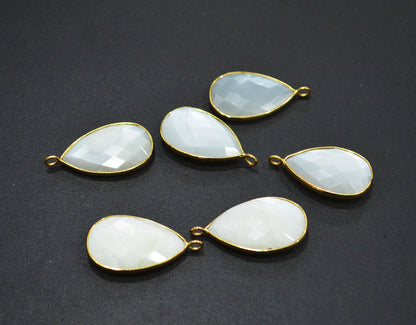 Ceylon Moonstone Faceted Pear Shape Connector , Sold By Piece , 16x25 mm , RB-7517