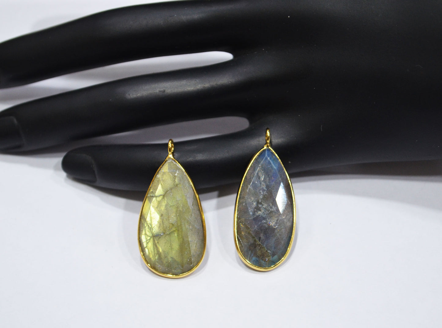 Pack Of 5 Piece Labradorite Faceted Pear Shape Connector , Sold By Piece , 15x28 mm , RB-7518