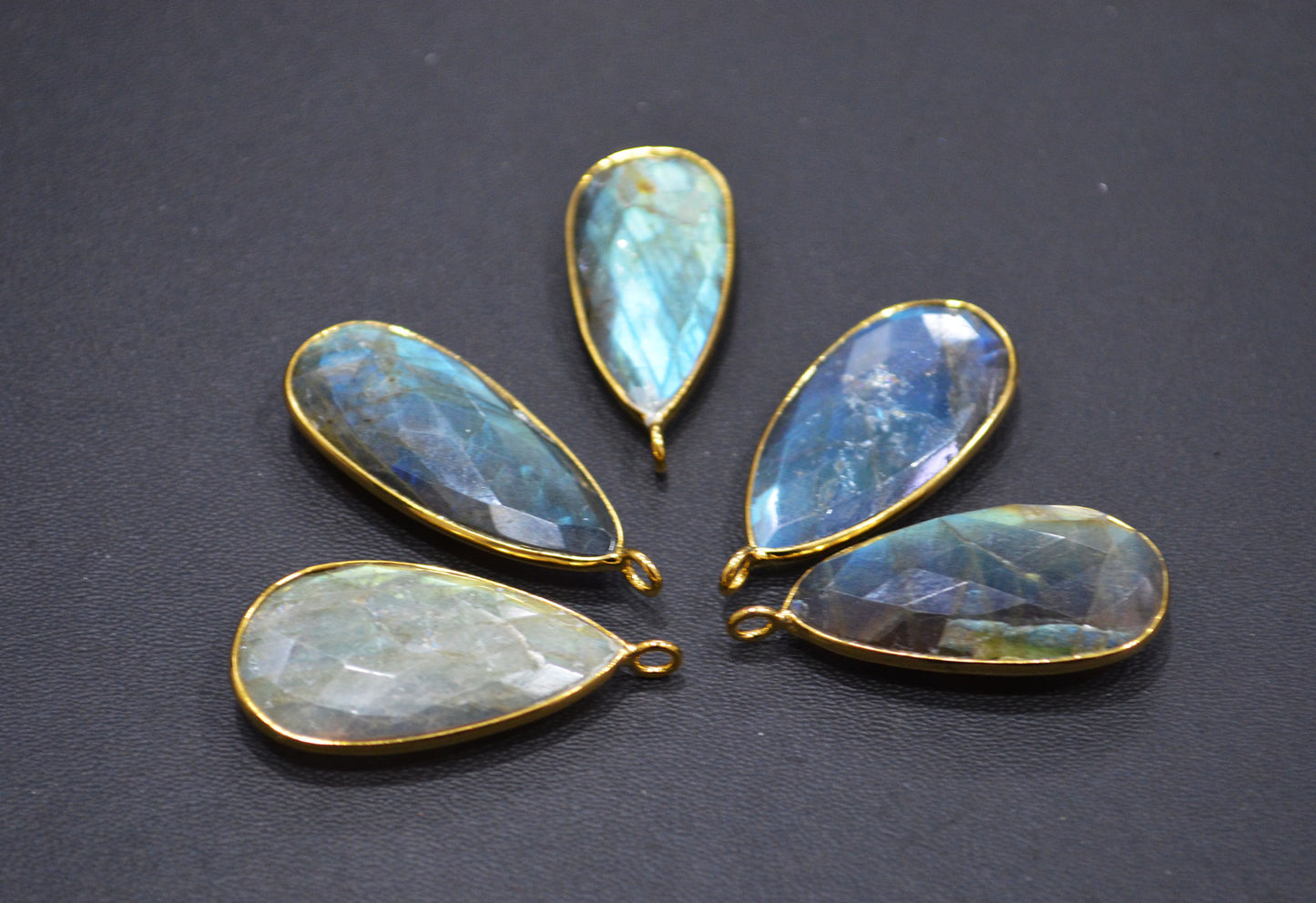 Pack Of 5 Piece Labradorite Faceted Pear Shape Connector , Sold By Piece , 15x28 mm , RB-7518