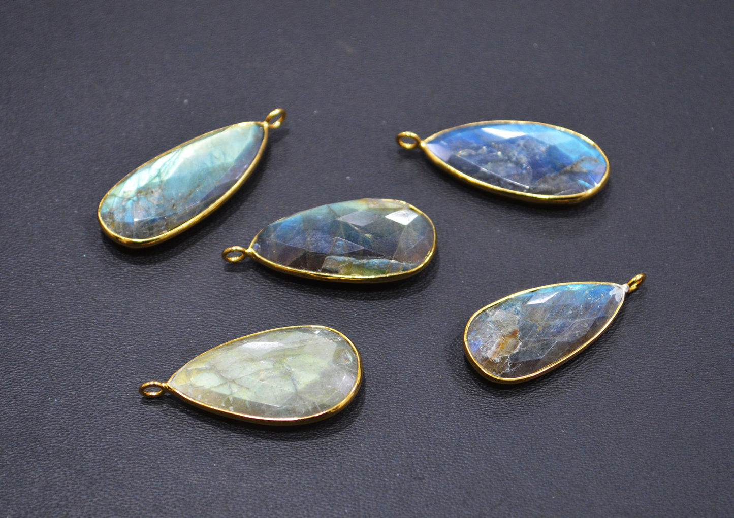 Pack Of 5 Piece Labradorite Faceted Pear Shape Connector , Sold By Piece , 15x28 mm , RB-7518