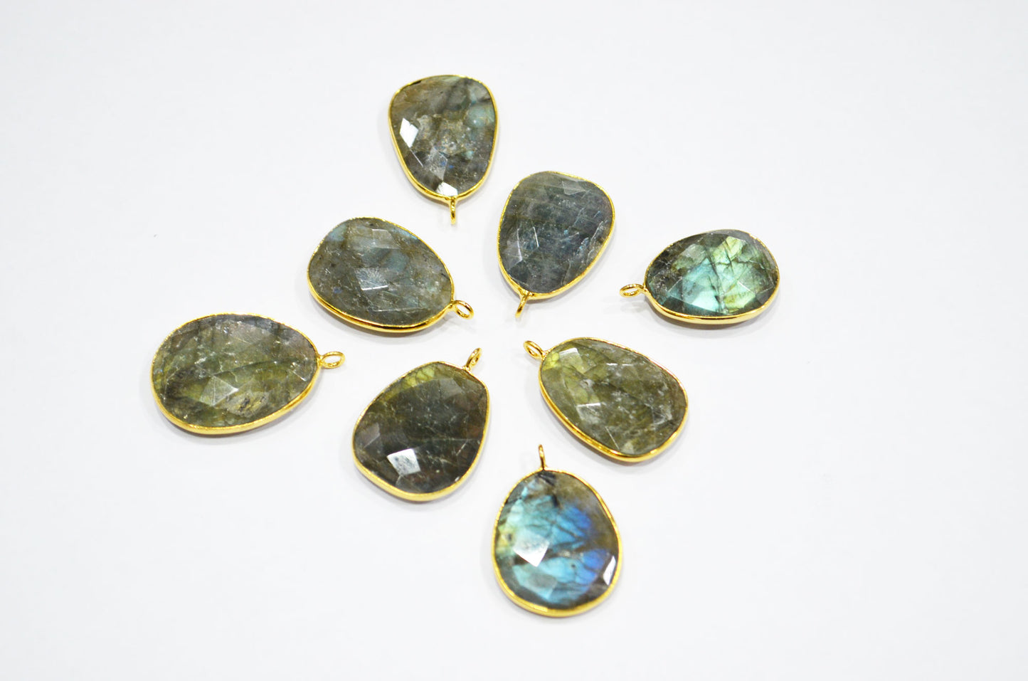 Pack Of 8 Piece Labradorite Faceted Slice Shape Connector , Sold By Piece , 23 - 27 mm , RB-7520