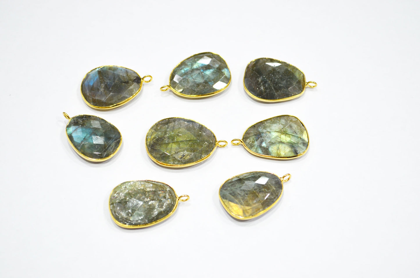 Pack Of 8 Piece Labradorite Faceted Slice Shape Connector , Sold By Piece , 23 - 27 mm , RB-7520